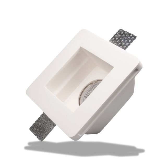 Gips-Einbaustrahler GX5,3, quadratisch, rückversetzt, weiss