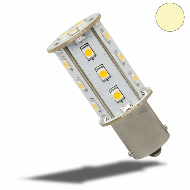 LED BA15S Leuchtmittel, 10-30V/DC, 18SMD, 2,4 Watt, warmweiss