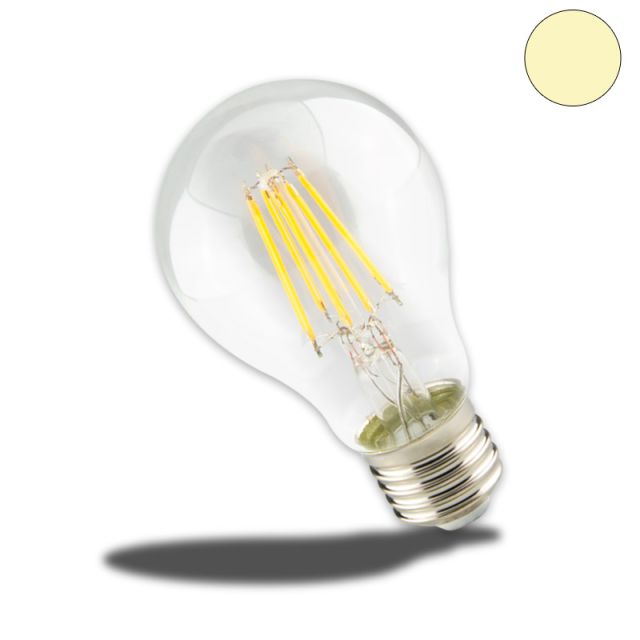 E27 LED Birne, 7 Watt, klar, warmweiss, dimmbar