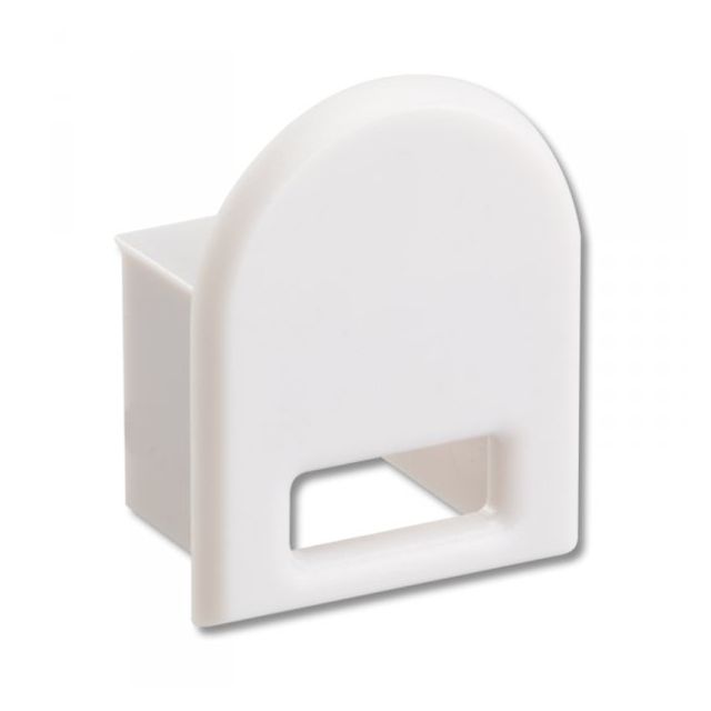 Endkappe EC20 für Aufbauprofil Micro 12, mit Kabelausgang, PVC, grauweiß