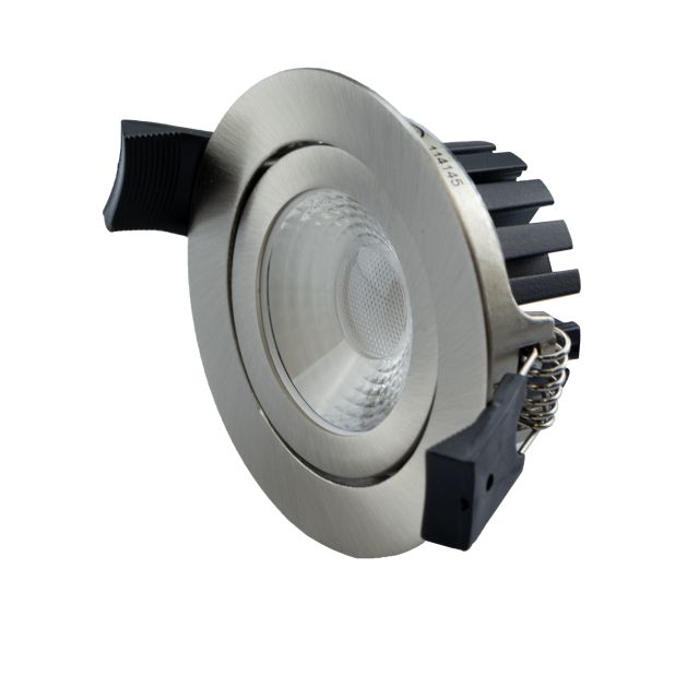 LED Einbaustrahler, silber, 8W, 36°, rund, 3000K, IP65, dimmbar