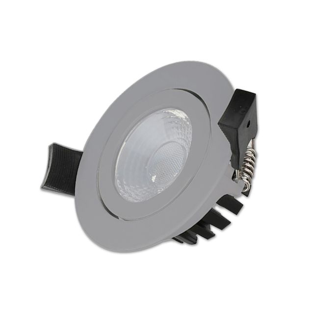 LED Einbaustrahler, silber, 8W, 60°, rund, 3000K, IP65, dimmbar