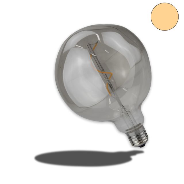 LED E27 Vintage Dekobirne 125, Glas smoky, 4W, 2200K, dimmbar