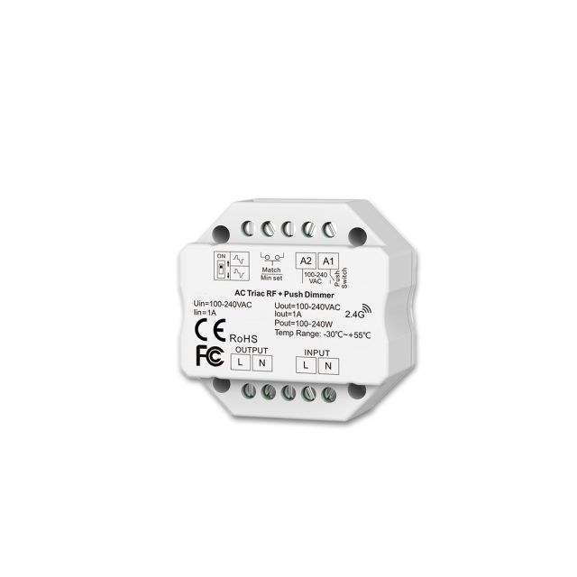 SERRI  Universal-Push/Funk Mesh-Triac-Dimmer 230V, 360VA, Phasenan-/Abschnitt wählbar