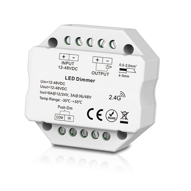 SERRI SingleColor LED Streifen Push/Funk Mesh PWM-Dimmer, 1 Kanal, 12-24V/DC,6A