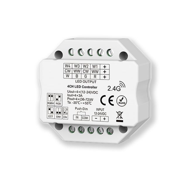 SERRI Push/Funk PWM-Mesh-Controller, 1-4 Kanal SC/CCT/RGB/RGBW, 12-24V/DC, 4x3A