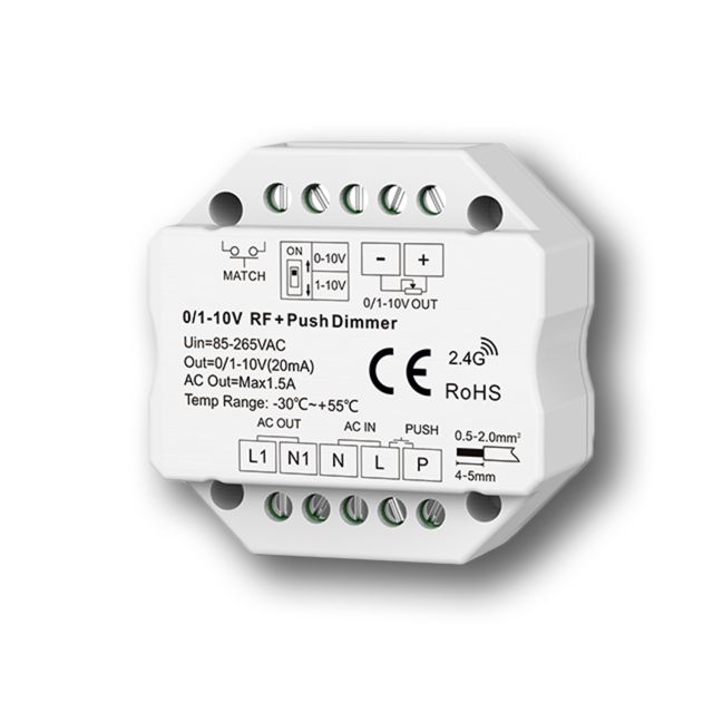 SERRI Push/Funk Mesh-Dimmer mit 0/1-10V Output und Switch 85-265V, 1,5A