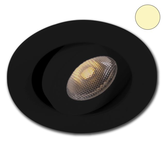  Plug&Play-F LED Einbauleuchte, 24V/DC, 3W, schwarz, 3000K, dimmbar