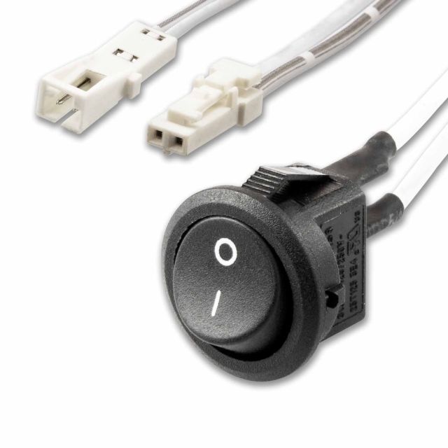 Plug&Play-F Einbauschalter Ein/Aus, Female-Buchse/Male-Stecker, 2-polig, max. 5A, weiß, 30cm/200cm