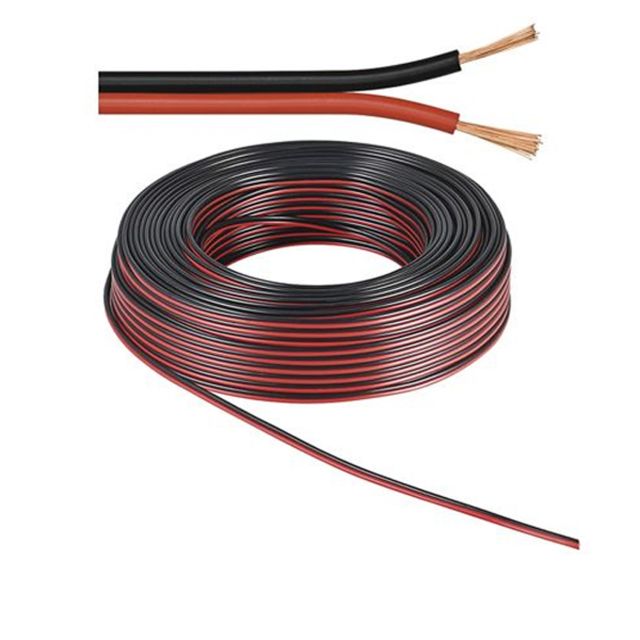 Kabel, schwarz/rot, 2-polig, 0,75mm2, 50 Meter, für LED Streifen