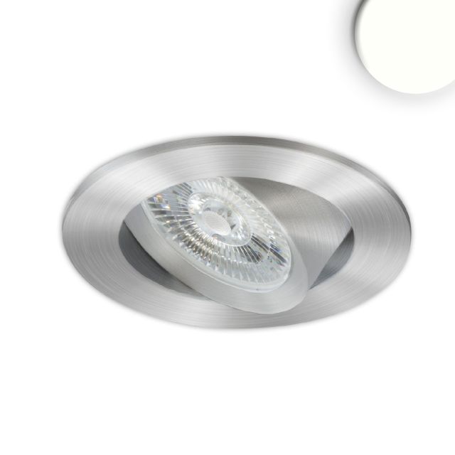 LED Einbauleuchte Flat68, Alu gebürstet, 9W, rund, 4000K, dimmbar