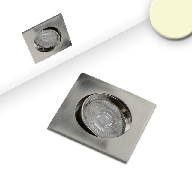LED Einbauleuchte Flat68, Alu gebürstet, 9W, eckig, 3000K, dimmbar