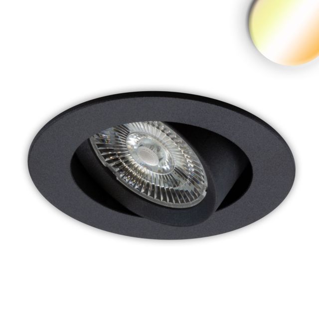 LED Einbauleuchte Sunset Flat68, schwarz, 9W, rund, weißdynamisch, Dimm-to-warm