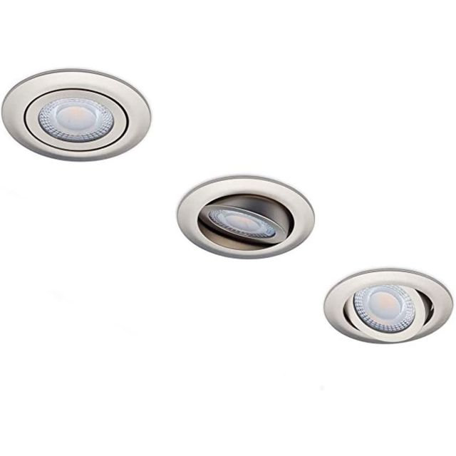 LED Einbauspot 3 STK, Nickel chrom, schwenkbar, 5W, warmweiß, dimmbar