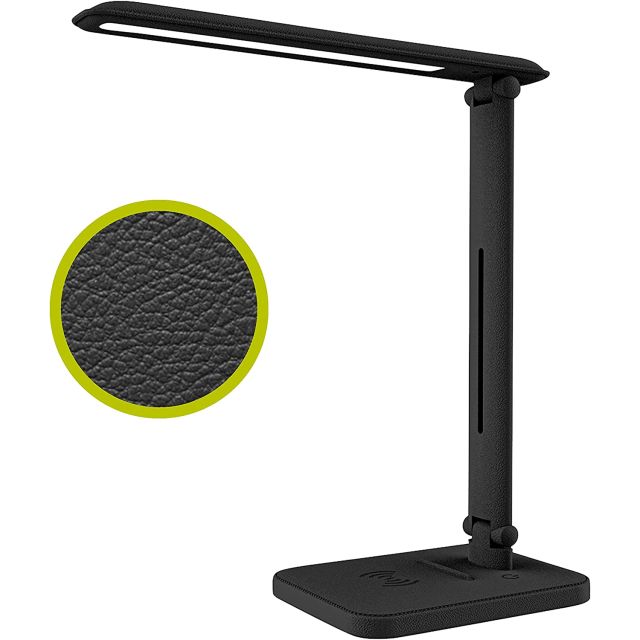 LED Schreibtischlampe, schwarz, 7W, Wireless Charging, 3 Lichtfarben, dimmbar