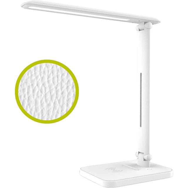 LED Schreibtischlampe, weiß, 7W, Wireless Charging, 3 Lichtfarben, dimmbar