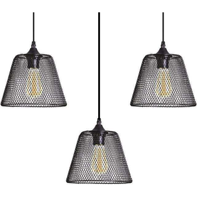 LED Pendelleuchte Retro, schwarz Gitteroptik, E27 Fassung, exkl. Leuchtmittel