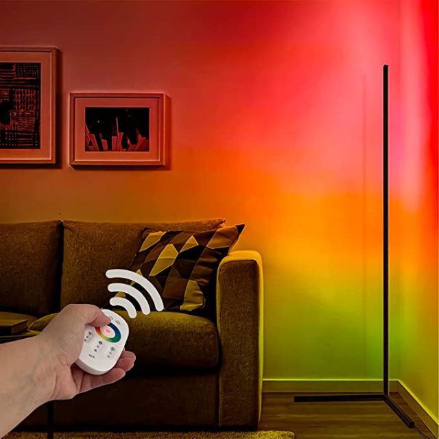 LED Stehlampe, schwarz, 22W, RGB, mit Fernbedienung