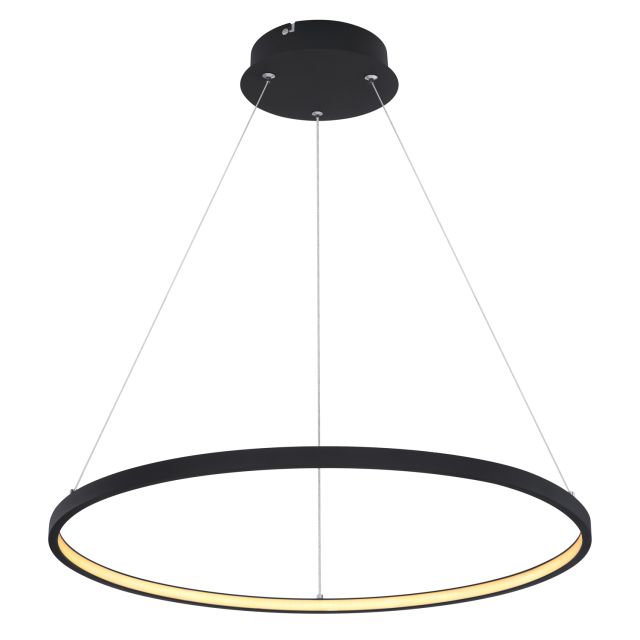 LED Hängeleuchte, Metall schwarz matt/Kunststoff opal