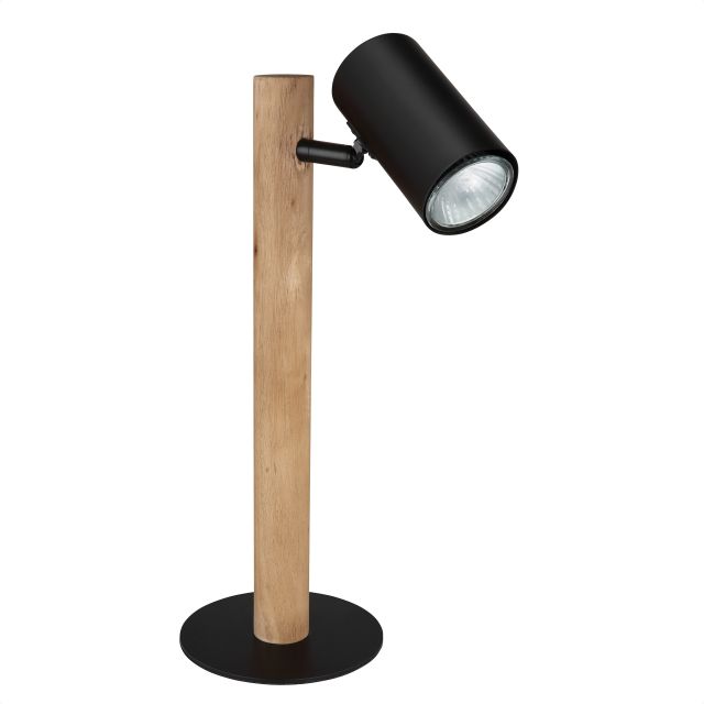 LED Tischleuchte, Holz dunkelbraun, 1x GU10 Leuchtmittel