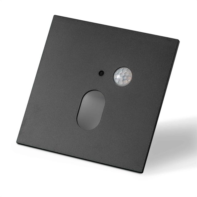 LED Treppenbeleuchtung 230V, mit PIR Sensor, 2W, ColorSwitch und Cover eckig, schwarz