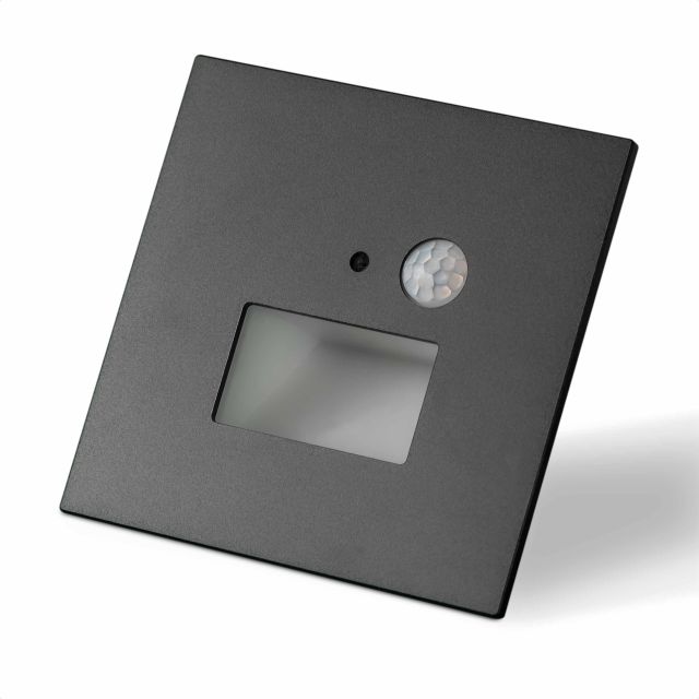 LED Wandeinbauleuchte Sys-Wall68 230V, mit PIR Sensor, 2W, ColorSwitch und Cover eckig, schwarz 2