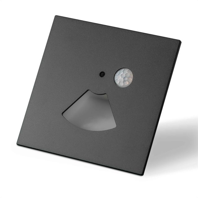 LED Wandeinbauleuchte Sys-Wall68 230V, mit PIR Sensor, 2W, ColorSwitch  und Cover eckig, schwarz 3