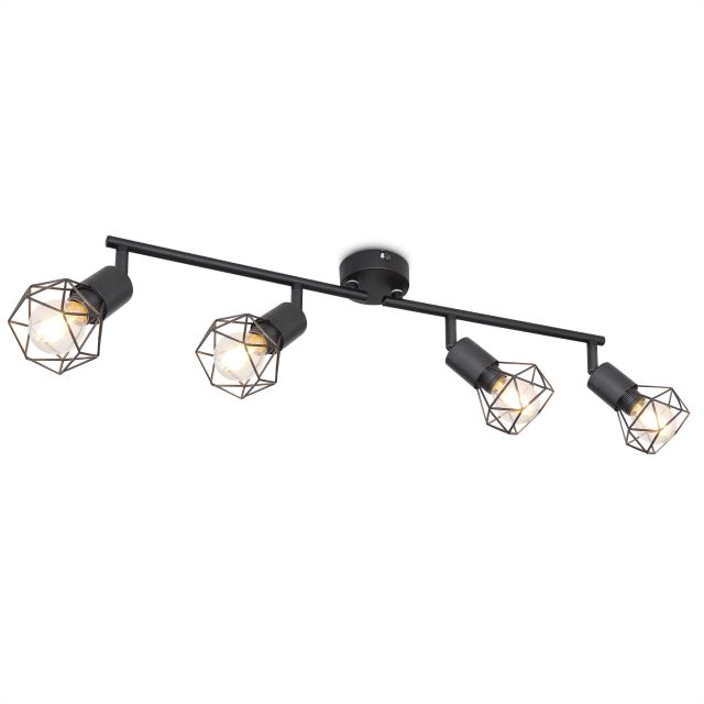 LED Strahler, Metall schwarz, 4x E14