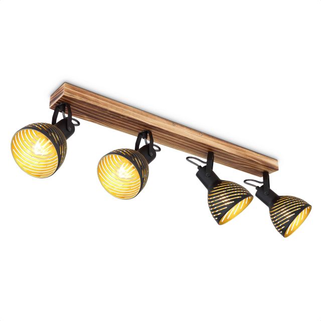 LED Strahler, Holz dunkelbraun, 4x E27
