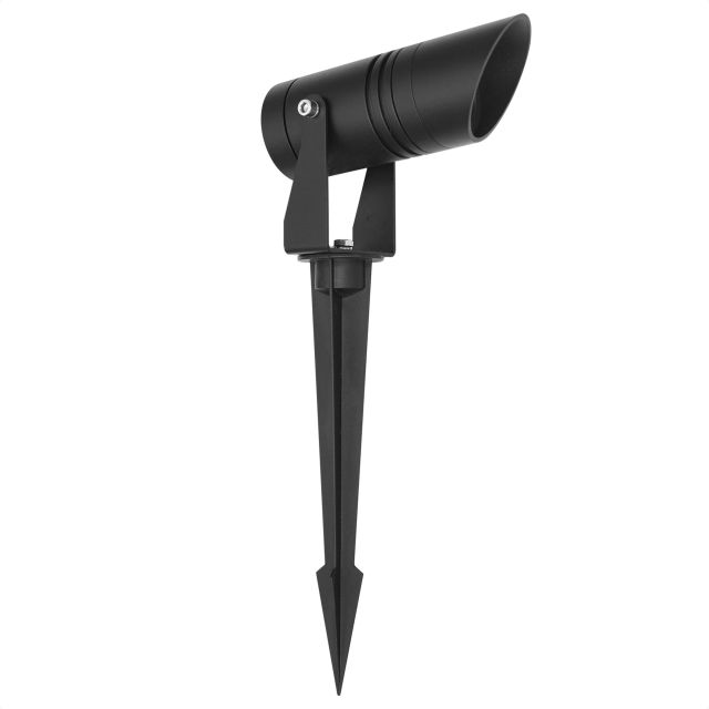 LED Gartenstrahler, schwarz, 6W, 12-24V,30°, 3000K rund, IP65, inkl. Erdspieß