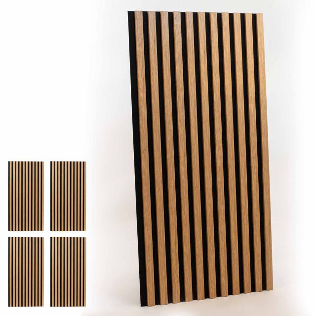 Akustikpaneel Set, mit 4x 120x60x2cm, Eiche Artisan Natur furniert, Filz: Schwarz
