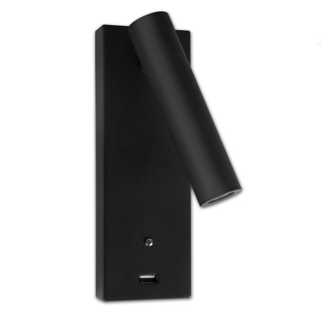 LED Leseleuchte, schwarz, 3W, warmweiß, mit USB-A und USB-C Ladebuchse, 3 Stufen dimmbar