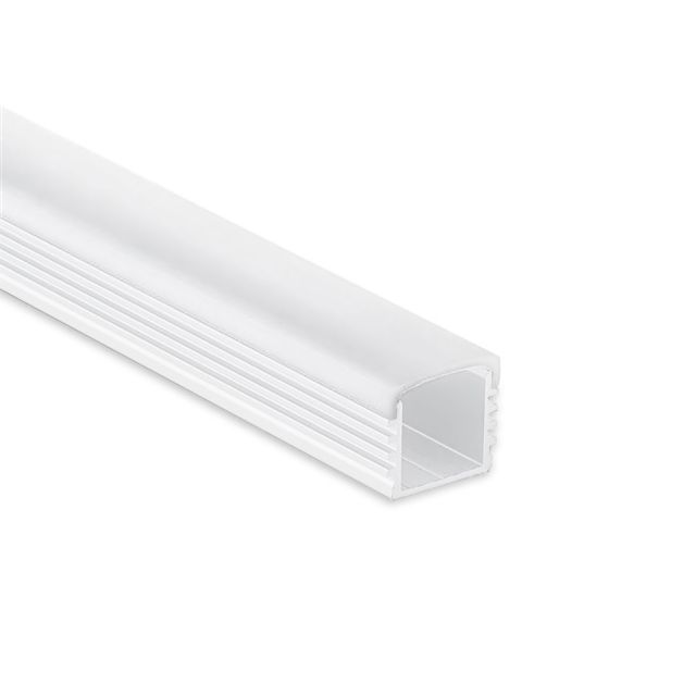 Profi LED Aufbauprofil Maxi 12 weiss, 2 Meter inkl. flacher milchiger Abdeckung