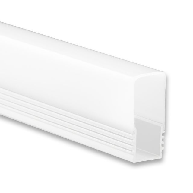 Profi LED Aufbauprofil Maxi 12 weiss, 2 Meter inkl. hoher milchiger Abdeckung