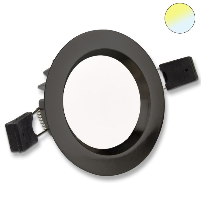 LED Einbaustrahler Slim, rund rückversetzt, schwarz, 12W, IP44, 100°, 3000/4000K