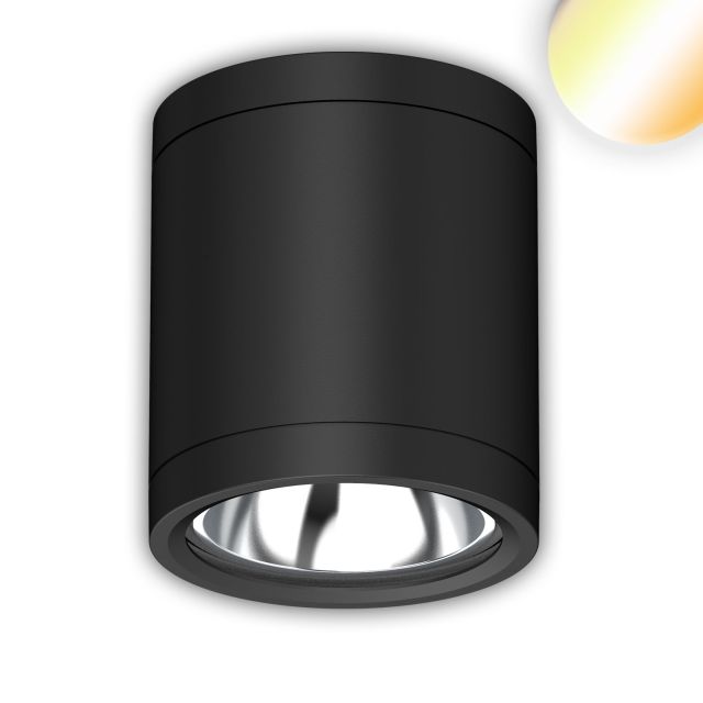 LED Deckenaufbauleuchte, schwarz, 10W, ColorSwitch 3000/4000/5000K, IP65, dimmbar