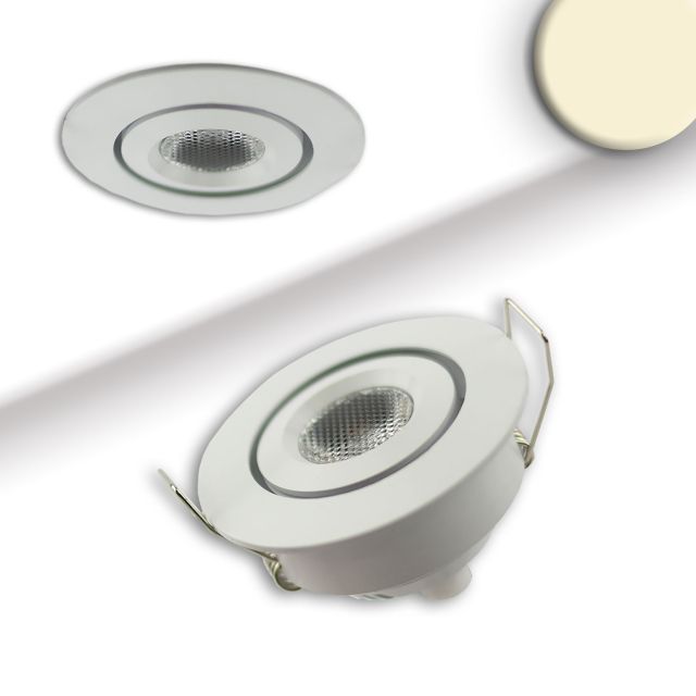 Plug&Play-F LED Einbauleuchte, 12V/DC, 3W, weiß, 3000K, dimmbar, 100cm Kabel