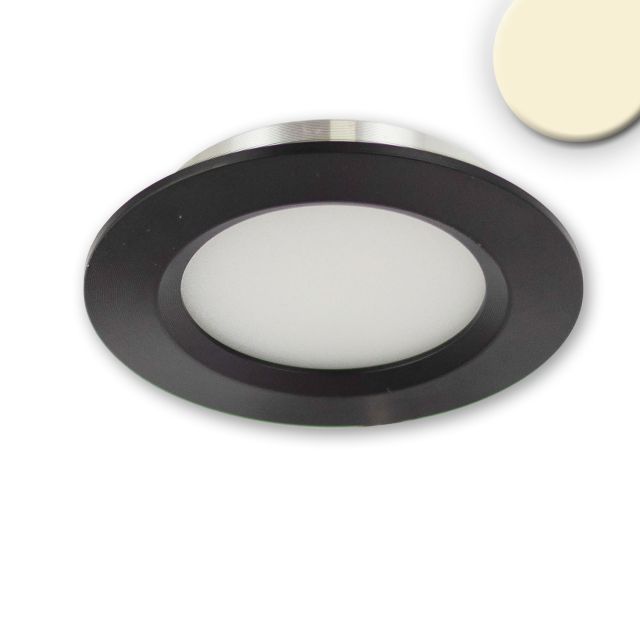 Plug&Play-F LED Möbeleinbaustrahler rund, 24V/DC, 3W, schwarz, 3000K, 120°, dimmbar