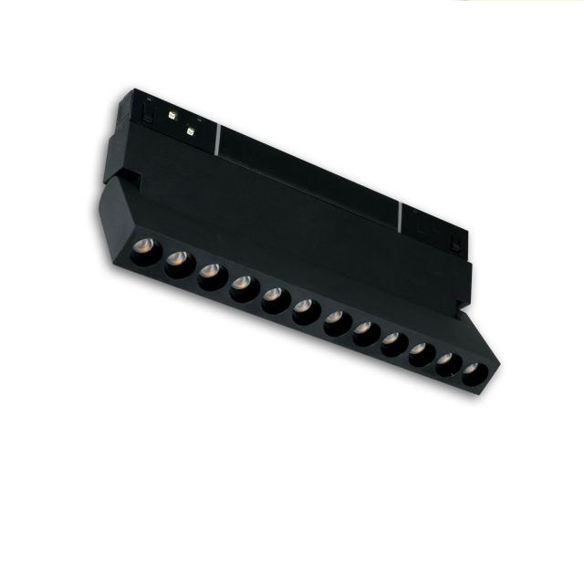MagPro48 Raster-Schienen-Strahler 22cm, schwarz, 12W, 36°, 48V/DC, 3000K, CRI90, DALI dimmbar