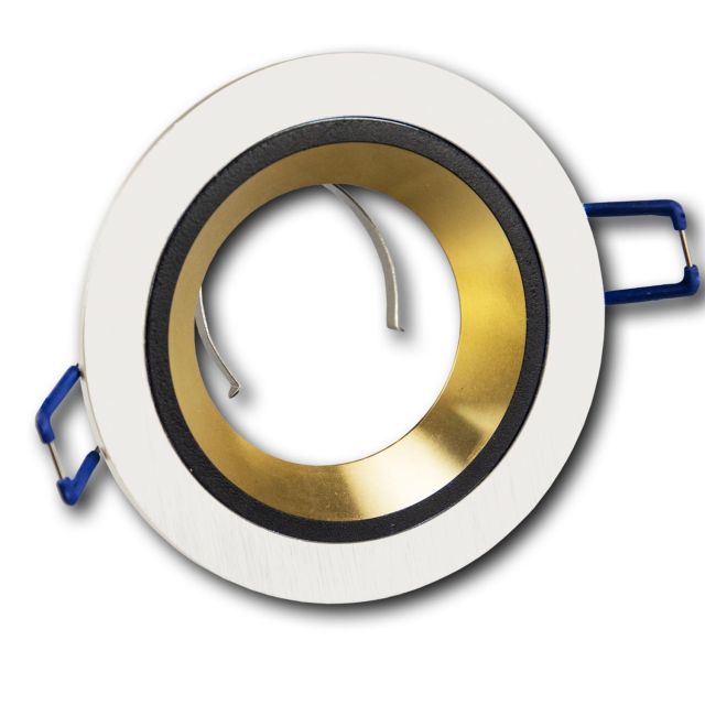 Einbaurahmen PREMIUM weiss+schwarz-gold, inkl. MR16 Fassung
