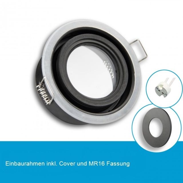 LED Einbaustrahler IP65 für MR16 Leuchtmittel inkl. Cover rund, schwarz