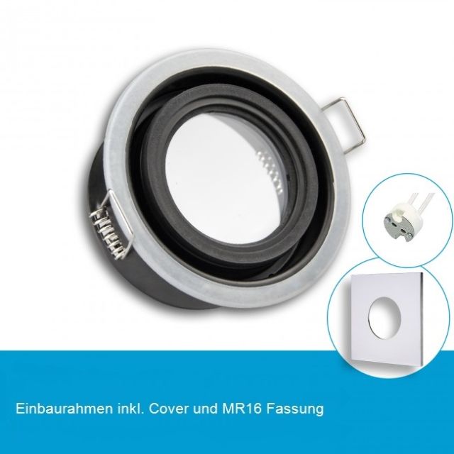 LED Einbaustrahler IP65 für MR16 Leuchtmittel inkl. Cover eckig, chrom