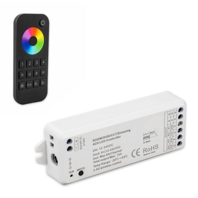 SERRI RGB Funk Controller 36567, inkl. 4 Zonen Fernbedienung
