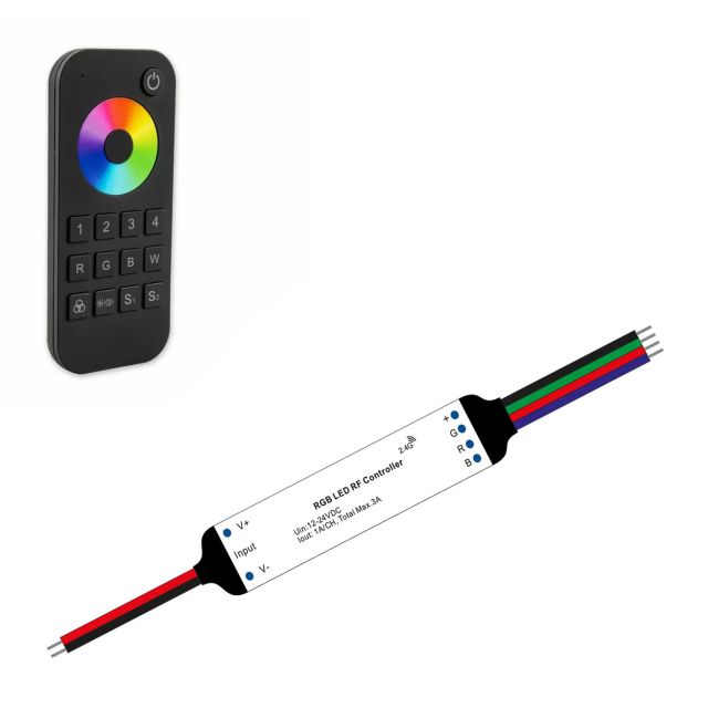 SERRI RGB Mini Funk Controller 37451, inkl. 4 Zonen Fernbedienung