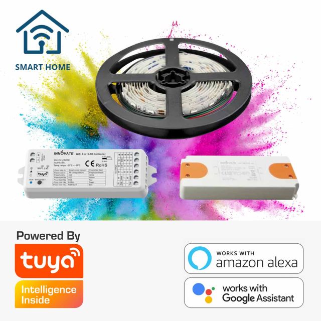 LED Streifen Smart Home Set RGB, 24V, 14,4W/m, 200cm, inkl. Trafo und Wifi Tuya Controller
