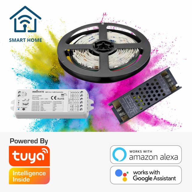 LED Streifen Smart Home Set RGB, 24V, 14,4W/m, 500cm, inkl. Trafo und Wifi Tuya Controller
