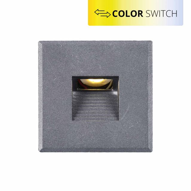 LED Treppenbeleuchtung, anthrazit, 230V, 3W, ColorSwitch, eckig, IP44, inkl. Einputzdose