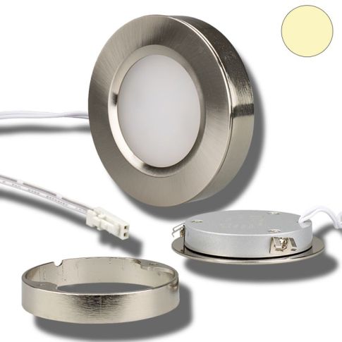 LED Aufbauspot nickel geb&uuml;rstet 3W, warmweiss