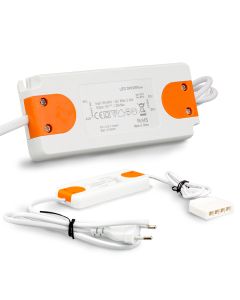Trafo 12V/DC, 0-15W, inkl. 4 Fachverteiler und Flachstecker