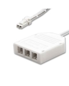 Plug&Play-F 3-fach Verteiler (1 Male-Stecker an 3 Female-Buchsen), 2-polig, max. 3,5A, weiß, 30cm